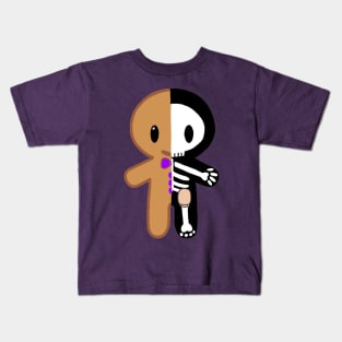 Gingerbread Man Skeleton with Ostomy (Purple) Kids T-Shirt